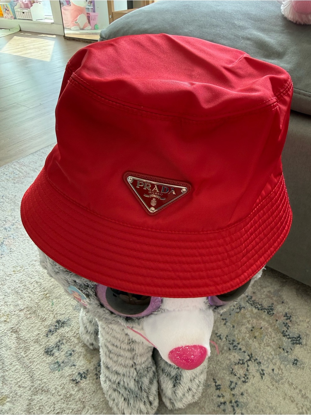 Authentic Prada Red Bucket Hat size M